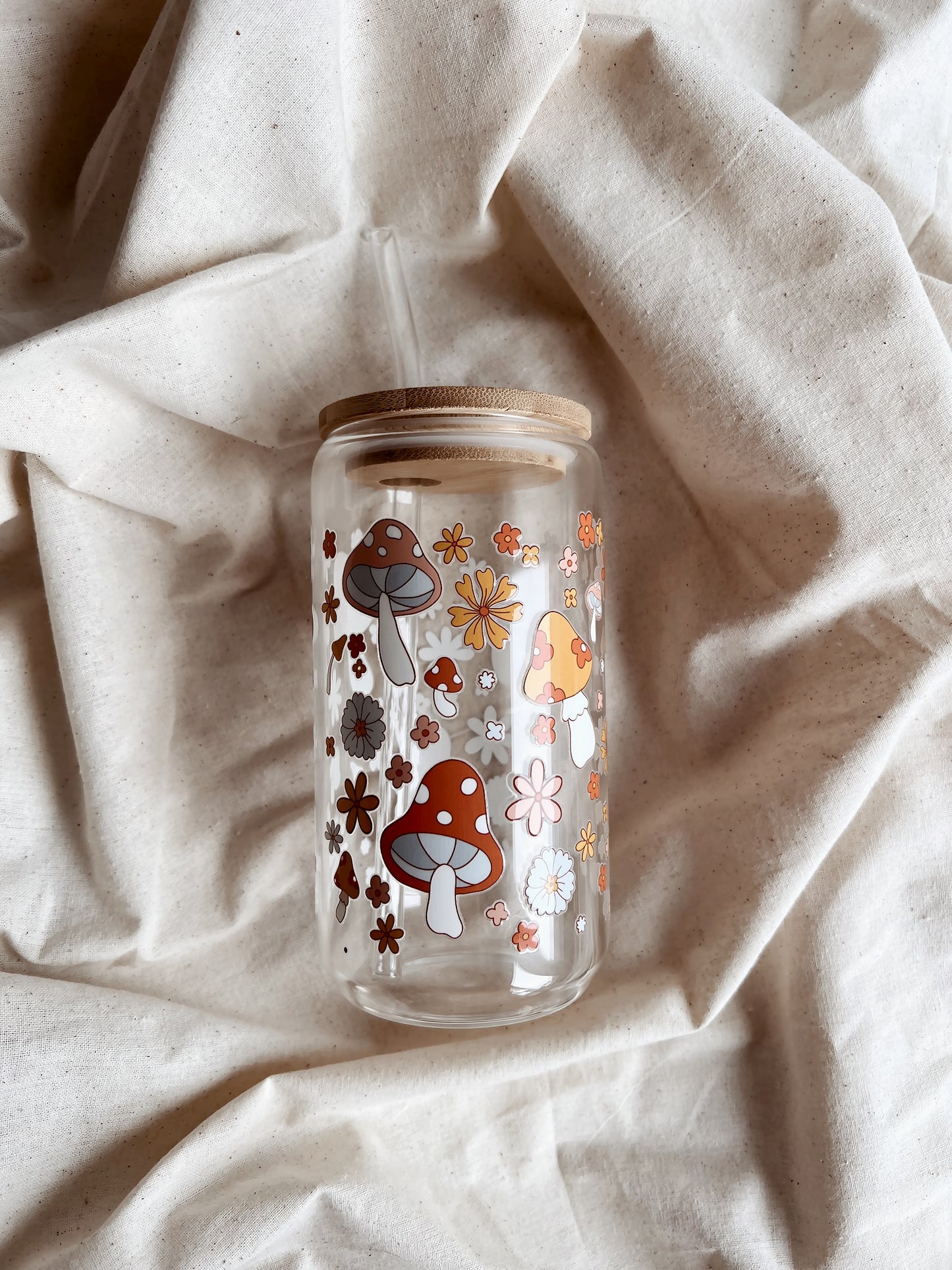 Glass Tumbler Boho Mushrooms