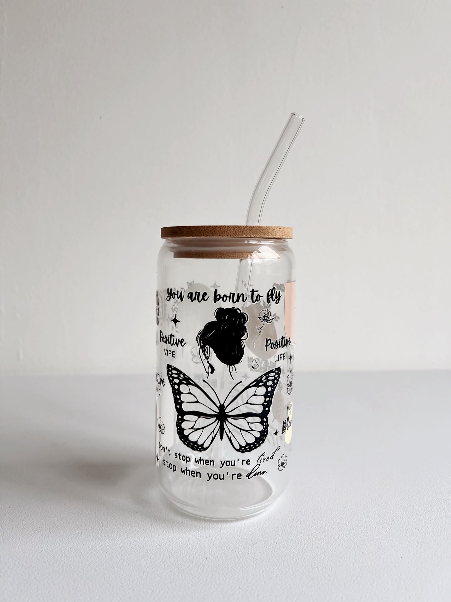 Glass Tumbler Butterfly woman