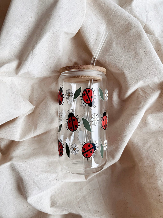 Glass Tumbler Ladybugs