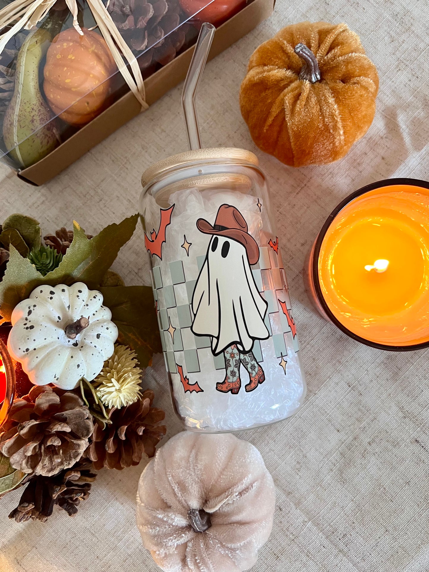 Glass tumbler cowboy ghosts 1