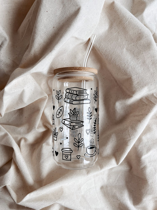 Glass Tumbler Books coffee outline