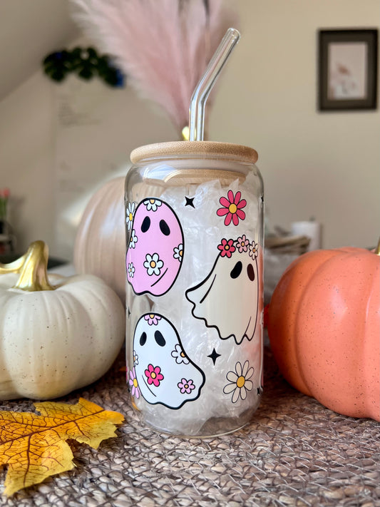 Glass tumbler flower ghosts