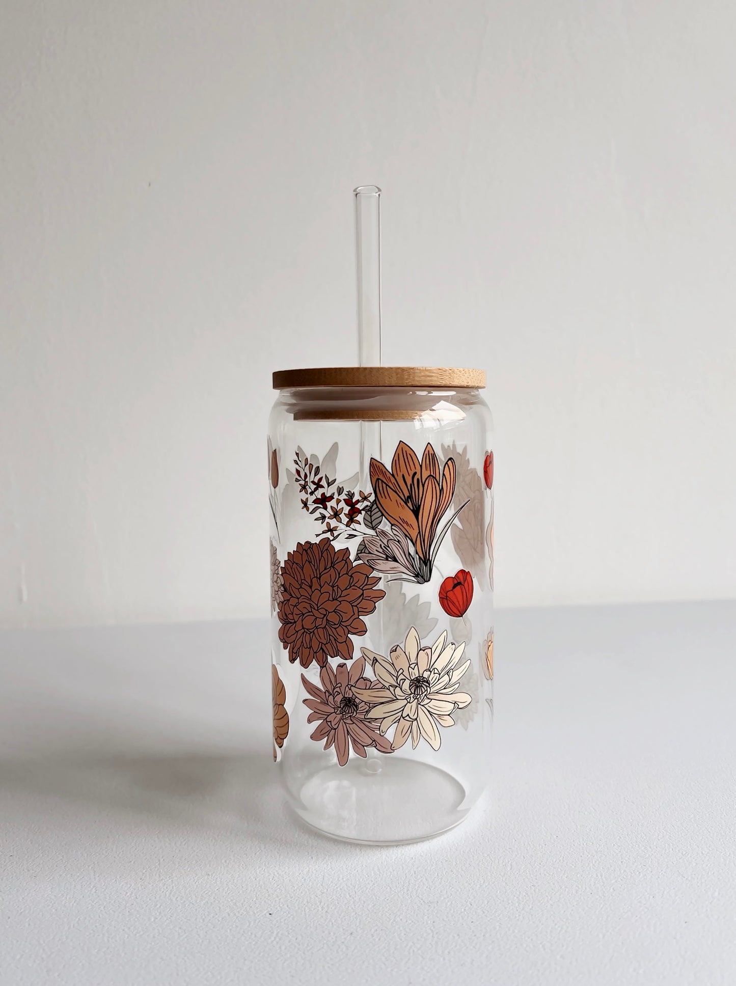 Glass Tumbler Pastel Flowers