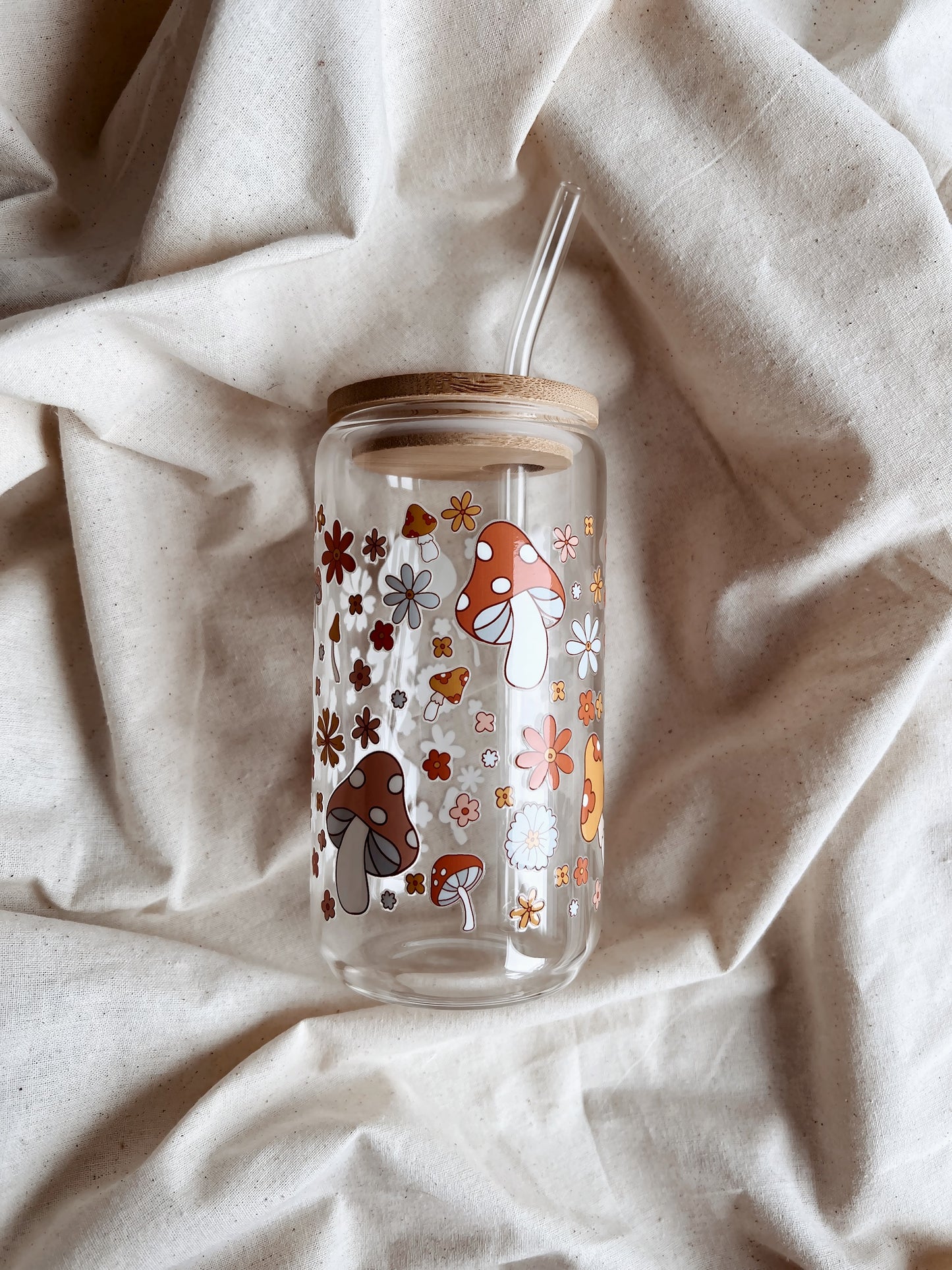 Glass Tumbler Boho Mushrooms