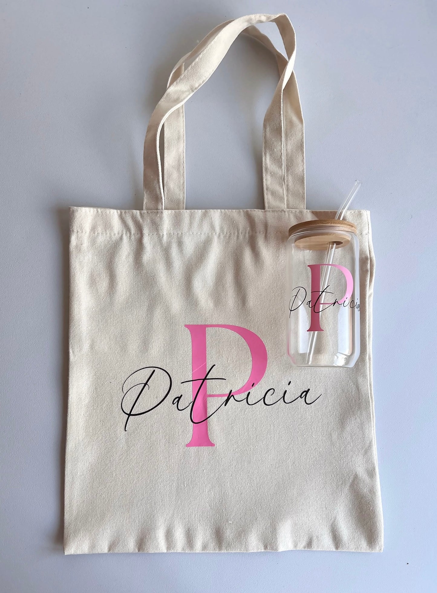 Customizable Tote Bag & Glass Tumbler Set