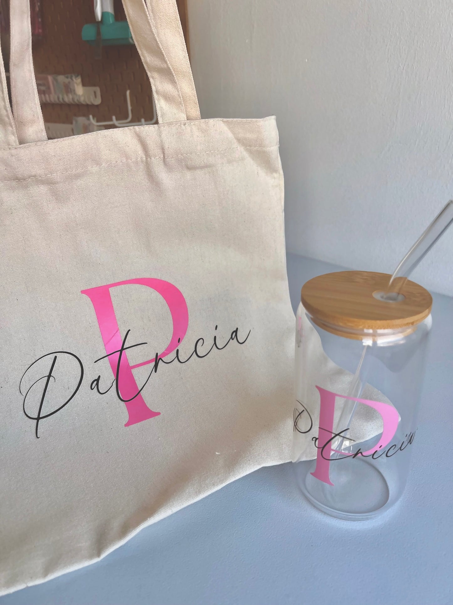 Customizable Tote Bag & Glass Tumbler Set