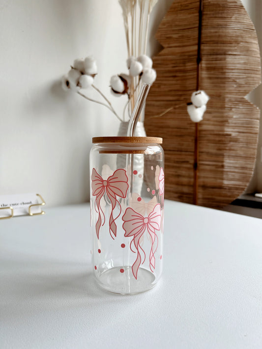 Glass Tumbler Pink bows