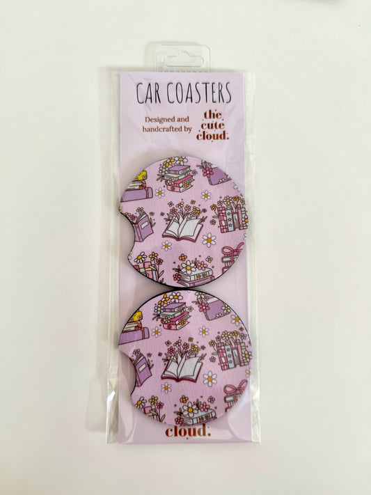 Car Coasters Booklover Collection 2 pieces neoprene